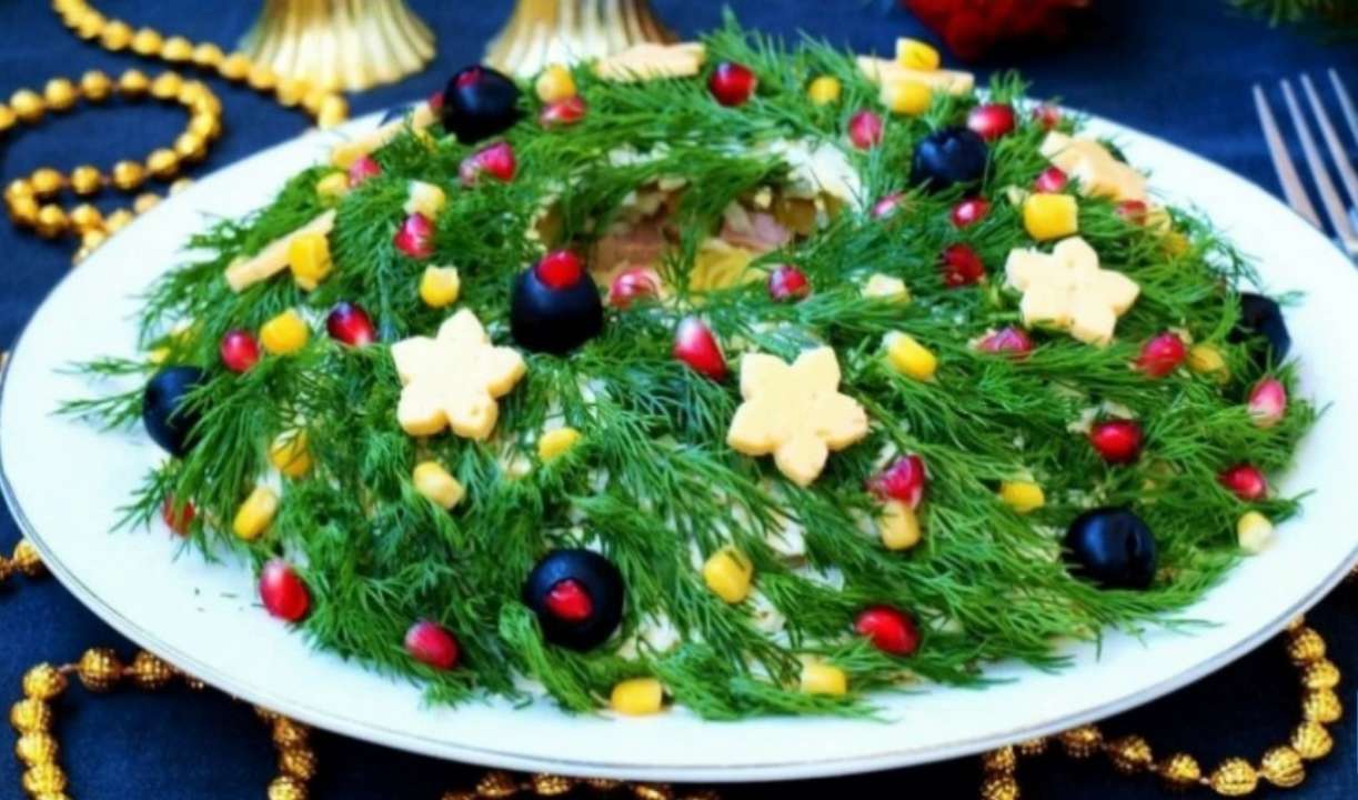 Праздничный салат с курицей и грецкими орехами: рецепт 